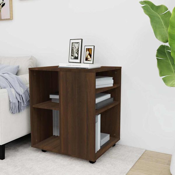 vidaXL Dulap cu roți, stejar maro, 60x53x72 cm, lemn prelucrat