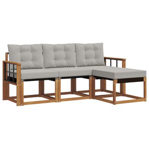 vidaXL Set de canapele de exterior 4 pcs Gri natural și deschis