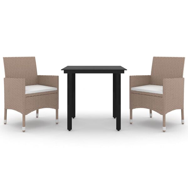 vidaXL Set mobilier de grădină cu perne, 3 piese, poliratan și sticlă