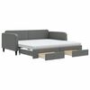 vidaXL Pat de zi cu extensie și sertare, gri &icirc;nchis, 100x200 cm textil