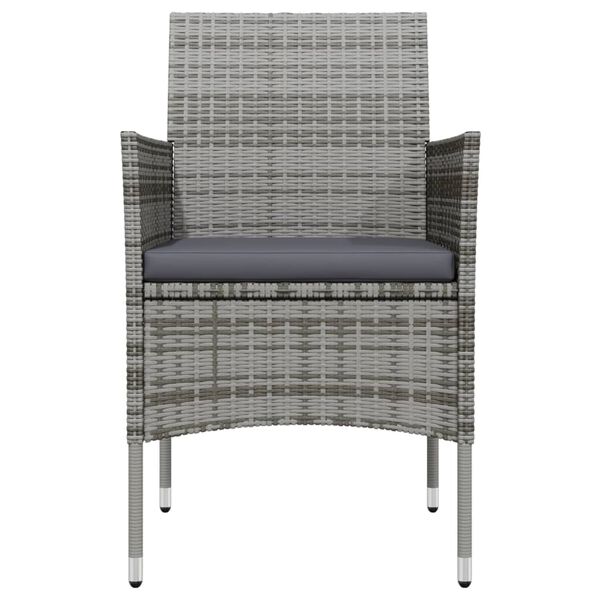 vidaXL Set mobilier de grădină, cu perne, 3 piese, gri și negru