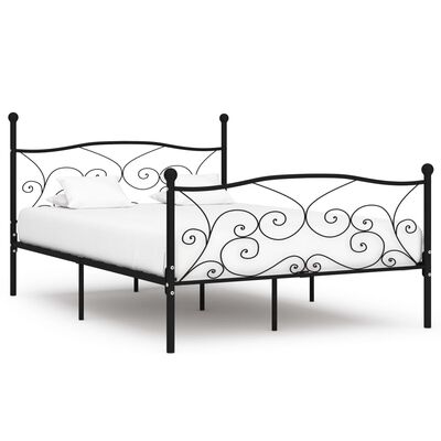 vidaXL Cadru de pat cu bază din șipci, negru, 120 x 200 cm, metal