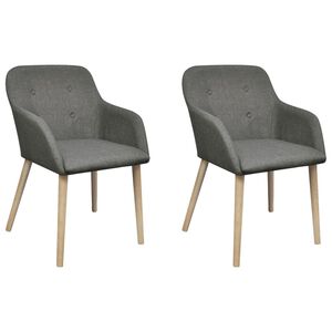 vidaXL Scaune bucătărie 2 buc, gri deschis, textil & lemn stejar masiv