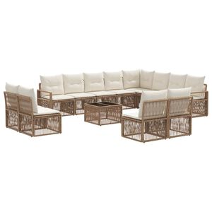 vidaXL Set de canapele pentru grădină 13 pcs Bej poliratan