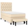 vidaXL Pat box spring cu saltea, crem, 80x200 cm, textil