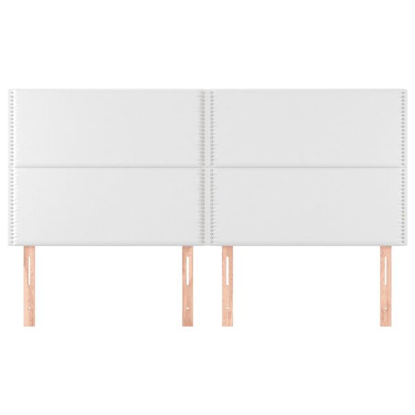 vidaXL Tăblie de pat albă 200x5x118/128 cm piele ecologică