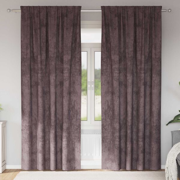 vidaXL Cortine din catifea cu perdele 2 pcs Maro 245 x 140 cm Catifea