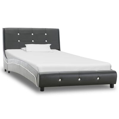 vidaXL Cadru de pat, gri, 90 x 200 cm, piele artificială