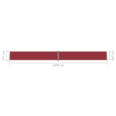 vidaXL Copertină laterală retractabilă, roșu, 117x1200 cm
