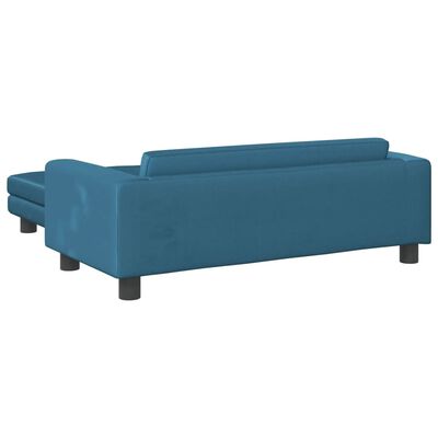 vidaXL Canapea pentru copii cu taburet albastru 100x50x30 cm catifea