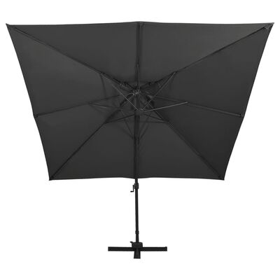 vidaXL Umbrelă suspendată cu înveliș dublu, negru, 300x300 cm
