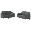 vidaXL Set de canapele cu perne, 2 piese, gri &icirc;nchis, material textil