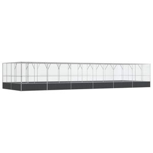 vidaXL Voliera de păsări cu extensie, argintiu, 1246x414x212 cm, oțel