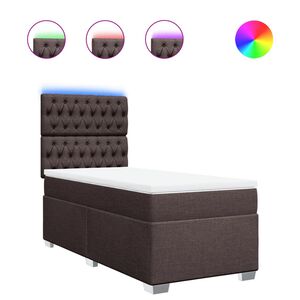 vidaXL Pat box spring cu saltea, maro &icirc;nchis, 90x200 cm, textil