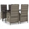 vidaXL Set mobilier grădină cu perne, 5 piese, negru și gri, poliratan