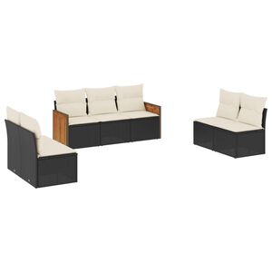 vidaXL Set canapele de grădină cu perne, 7 piese, negru, poliratan