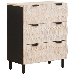 vidaXL Bufet 60 x 33 x 75 cm Lemn de mango solid Finisaj Alb Spălat