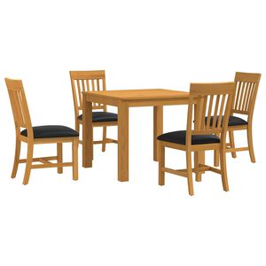 vidaXL Set de dining 5 buc. Negru Lemn de stejar masiv