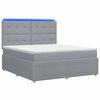vidaXL Pat cu arcuri LED și saltea Gri deschis 160 x 200 cm Țesătură
