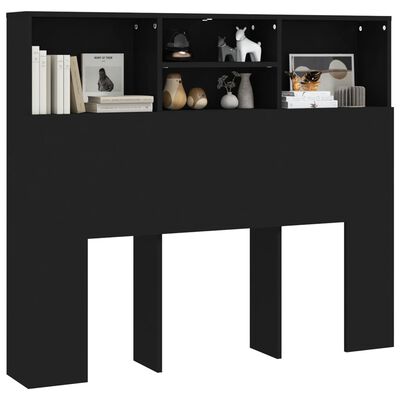 vidaXL Tăblie de pat cu dulap, negru, 120x19x103,5 cm
