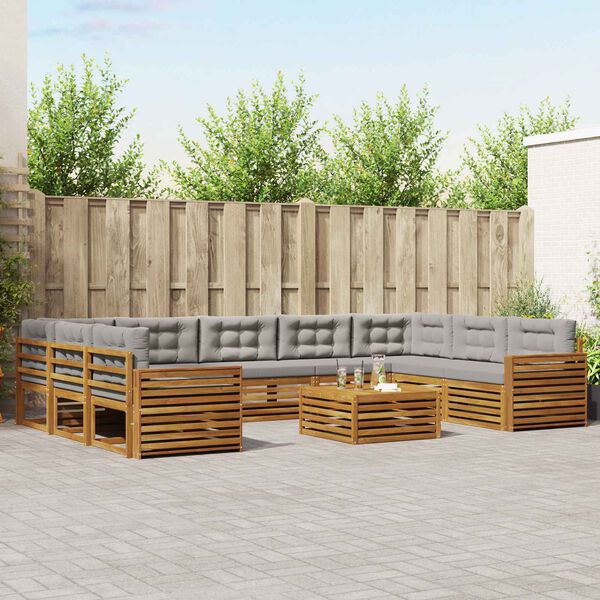 vidaXL Set de canapele de exterior 10 pcs Gri natural și deschis