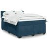 vidaXL Pat box spring cu saltea, albastru, 160x200 cm, catifea