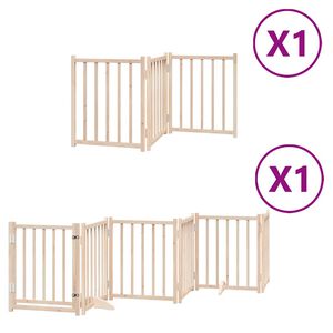 vidaXL Poartă de c&acirc;ini pliabilă cu ușă, 9 panouri, 450 cm, lemn plop