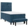 vidaXL Pat box spring cu saltea, albastru &icirc;nchis, 100x200 cm, catifea
