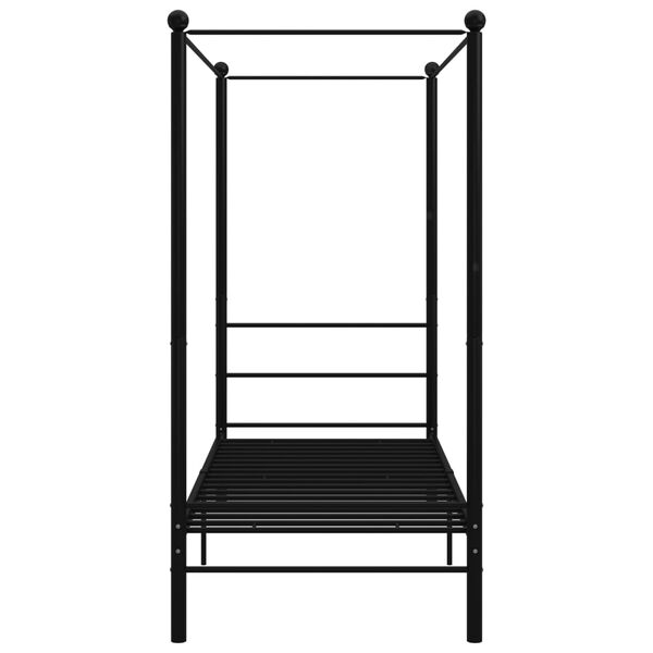 vidaXL Cadru de pat cu baldachin, negru, 100x200 cm, metal