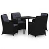 vidaXL Set de servit masa pentru grădină, 5 piese, negru
