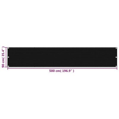 vidaXL Paravan de balcon, negru, 90x500 cm, HDPE