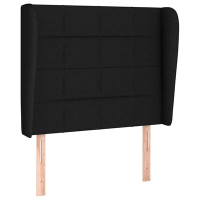 vidaXL Pat box spring cu saltea, negru, 100x200 cm, textil