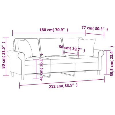 vidaXL Canapea cu 3 locuri cu perne&pernuțe gri deschis 180 cm textil