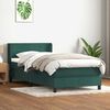 vidaXL Pat box spring cu saltea, verde &icirc;nchis, 80x220 cm, catifea