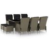 vidaXL Set mobilier de exterior cu perne, 9 piese, maro, poliratan