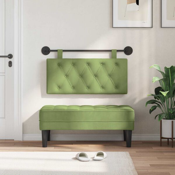 vidaXL Cap de pat suspendat Verde deschis 90 x 55 x 7 cm Catifea