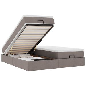 vidaXL Cadru de pat otoman cu saltele Taupe 160x200cm Material
