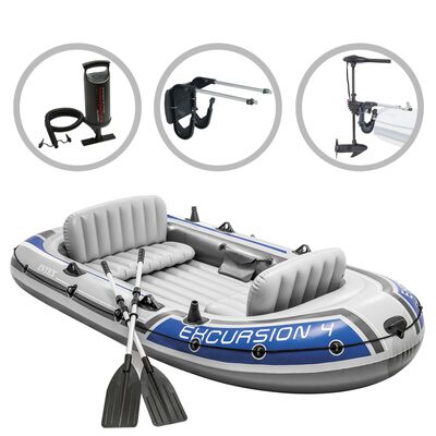 Intex Set barcă gonflabilă Excursion 4 cu motor independent și suport