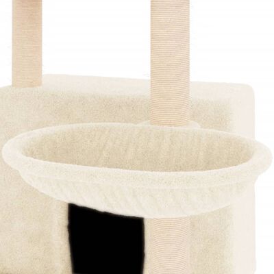 vidaXL Ansamblu de pisici cu stâlpi din funie de sisal, crem, 132 cm