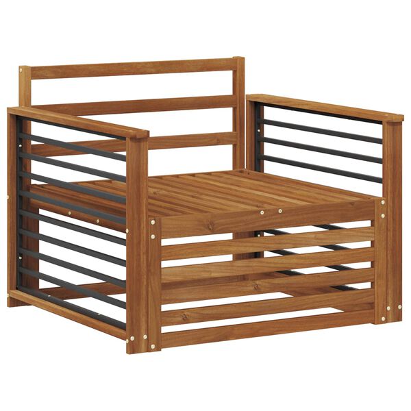 vidaXL 2 Bucată Sofa cu Brațe Lemn Solid de Acacia natural