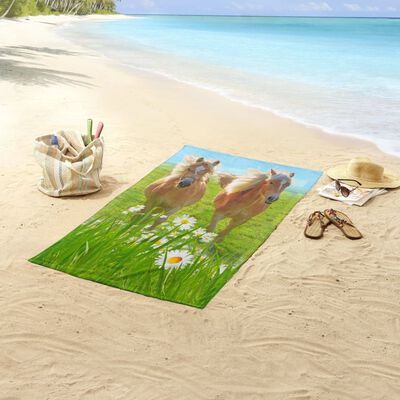 Good Morning Prosop de plajă „HORSES” 75x150 cm, multicolor