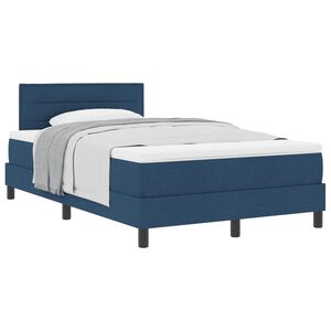 vidaXL Pat cu arcuri cu headboard albastru 120 x 190 cm țesătură