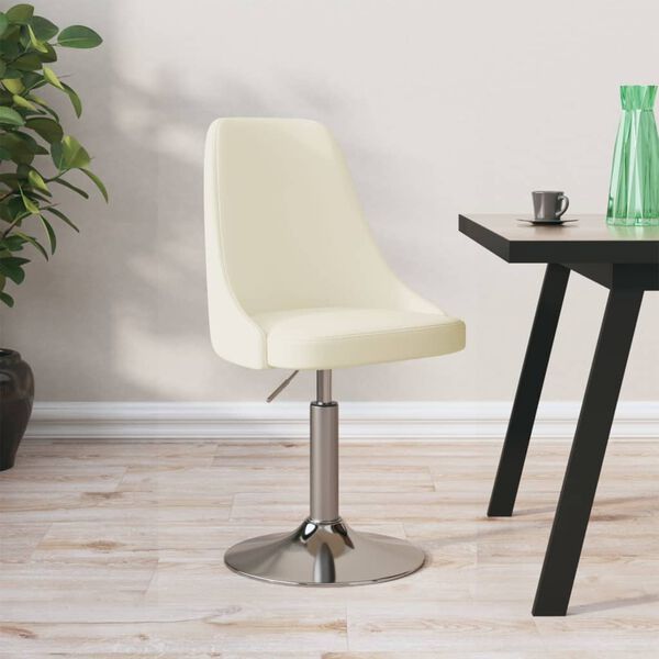 vidaXL Scaun de bucătărie pivotant, crem, material textil