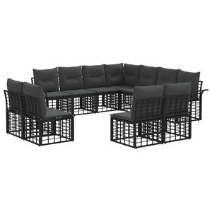 vidaXL Set de canapele de exterior 11 pcs Negru și Gri &icirc;nchis