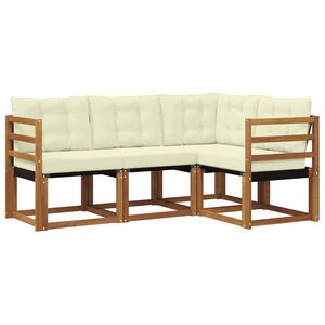 vidaXL Set de canapele de exterior cu pernă 4 pcs Natural și Crem