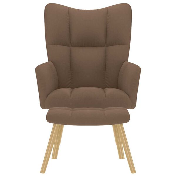 vidaXL Scaun de relaxare cu taburet, maro, textil