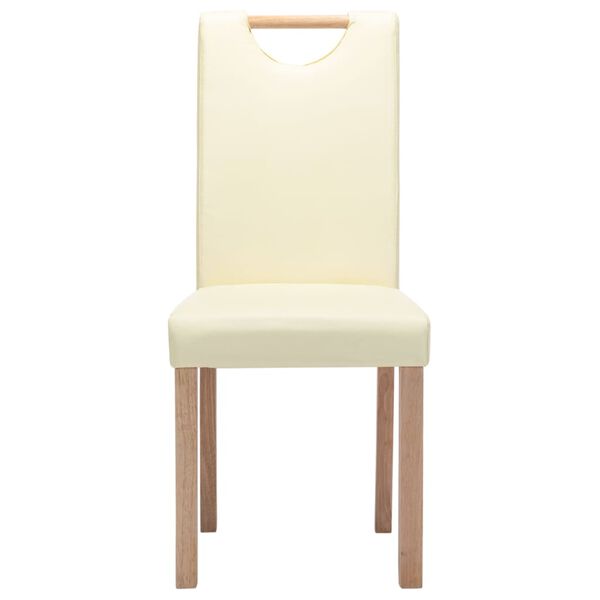 vidaXL Scaune de bucătărie, 2 buc., crem, piele ecologică