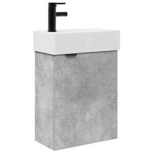 vidaXL Unitate de baie cu robinet Gri Beton 45,5 x 22,5 x 84 cm