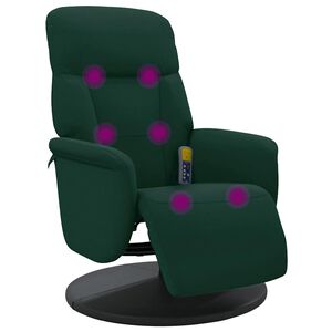 vidaXL Fotoliu masaj rabatabil cu taburet, verde &icirc;nchis, catifea