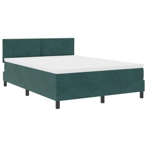 vidaXL Pat cu arc LED cu saltea Verde &icirc;nchis 140 x 200 cm Catifea
